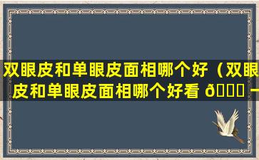 双眼皮和单眼皮面相哪个好（双眼皮和单眼皮面相哪个好看 🐛 一点）